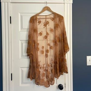 Floral mustard kimono